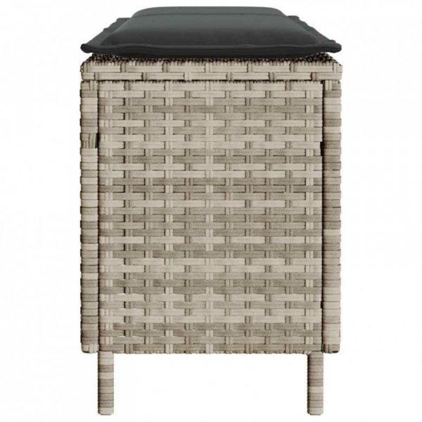Ławka ogrodowa z poduszką Jasnoszara 110x30x40,5 cm Polirattan