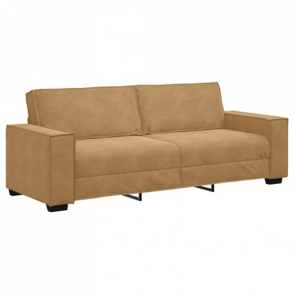 Sofa 3-osobowa, brązowa, 180 cm, tapicerowana aksamitem