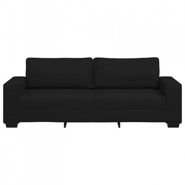 Sofa 3-osobowa, czarna, 180 cm, tapicerowana tkaniną