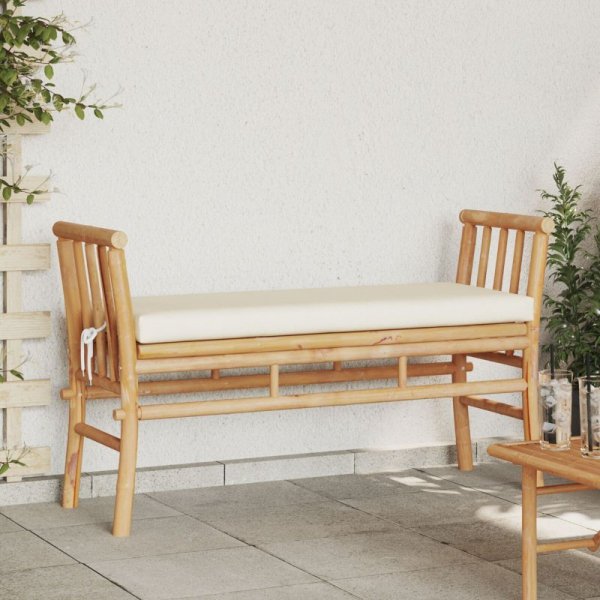 Ławka ogrodowa  z poduszką 110 cm z bambusa