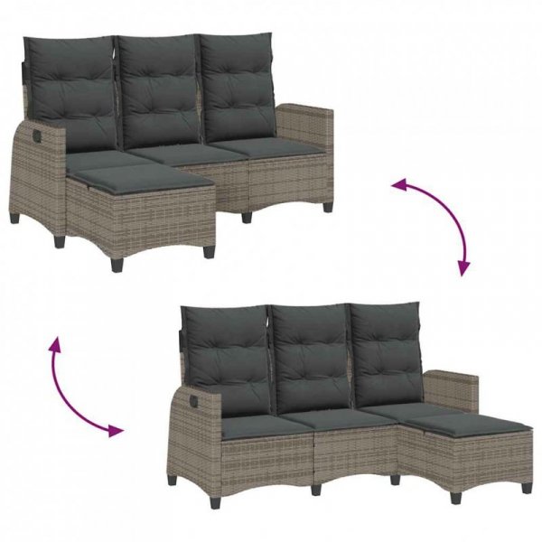 Rozkładana Sofa Ogrodowa z Poduszkami L-kształtna Szara