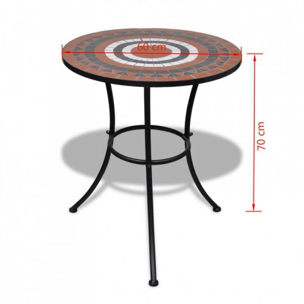 Stolik bistro, terakota i biel, 60 cm, mozaikowy