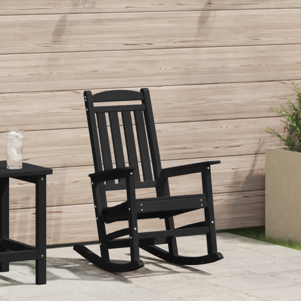 Krzesło bujane  Czarne 70x92x108 cm HDPE