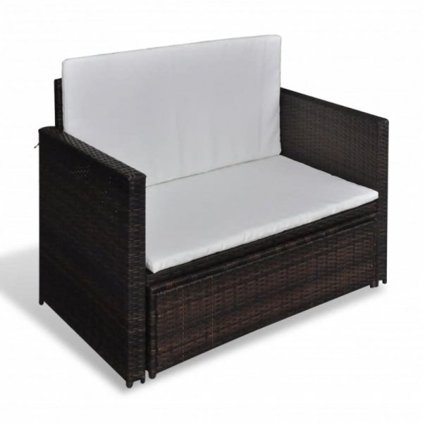 Sofa ogrodowa, rattan PE, brązowa