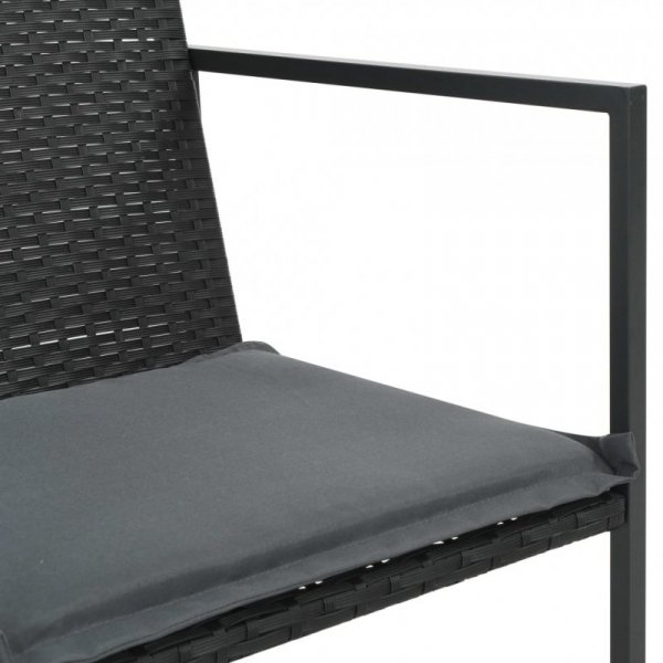 7-cz. zestaw mebli ogrodowych z poduszkami, rattan PE, czarny