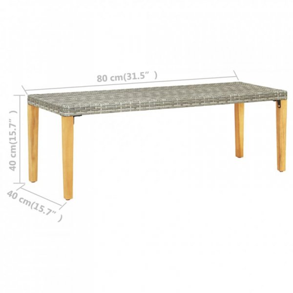 Ławka ogrodowa, 80 cm, polirattan, szara