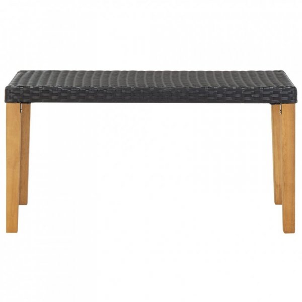 Ławka ogrodowa, 120 cm, czarna, polirattan i drewno akacjowe