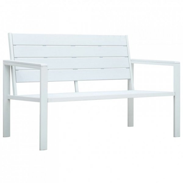 Ławka ogrodowa, 120 cm, biała, HDPE o wyglądzie drewna
