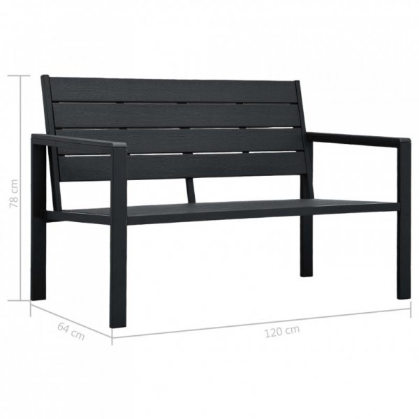 Ławka ogrodowa, 120 cm, czarna, HDPE o wyglądzie drewna