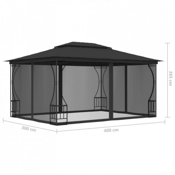 Altana ogrodowa z siatkami, 300x400x265 cm, antracytowa