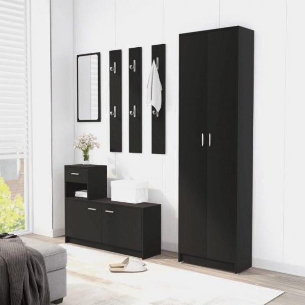 Szafa do przedpokoju czarna 55x25x189cm materiał drewnopochodny