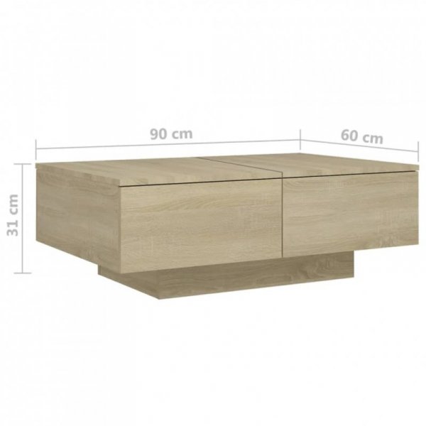 Stolik kawowy, dąb sonoma 90x60x31 cm, materiał drewnopochodny