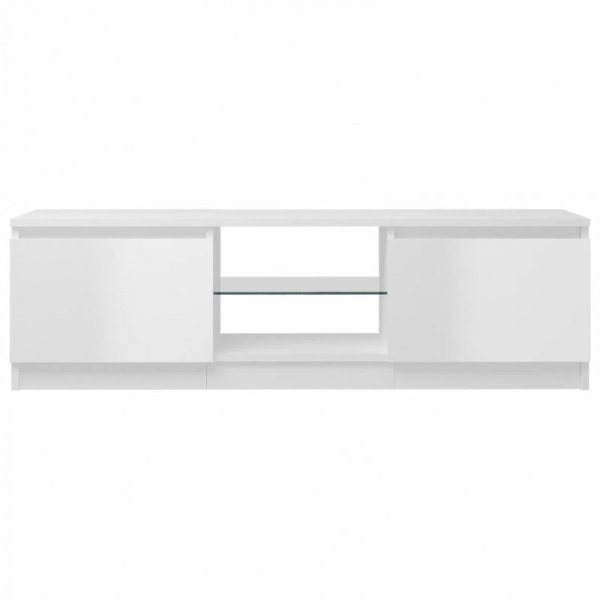 Szafka pod TV z oświetleniem LED, biała, połysk, 120x30x35,5 cm