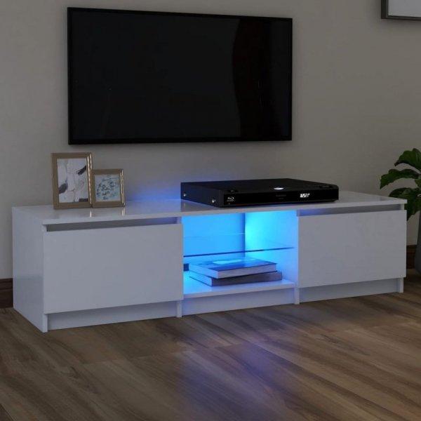 Szafka pod TV z oświetleniem LED, biała, 140 x 40 x 35,5 cm