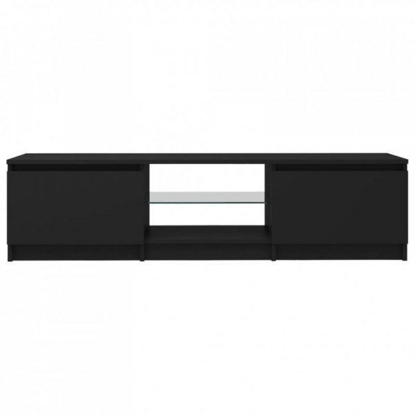 Szafka pod TV z oświetleniem LED, czarna, 140x40x35,5 cm
