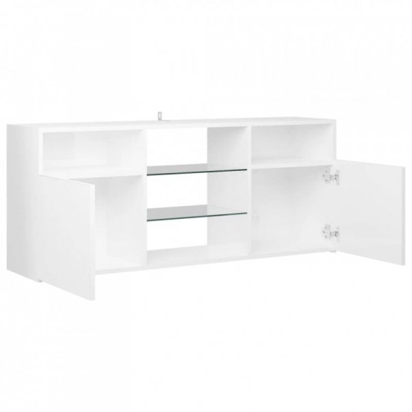 Szafka TV z oświetleniem LED, biała, połysk, 120x30x50 cm