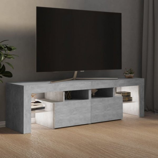 Szafka pod TV z oświetleniem LED, szarość betonu 140x36,5x40 cm