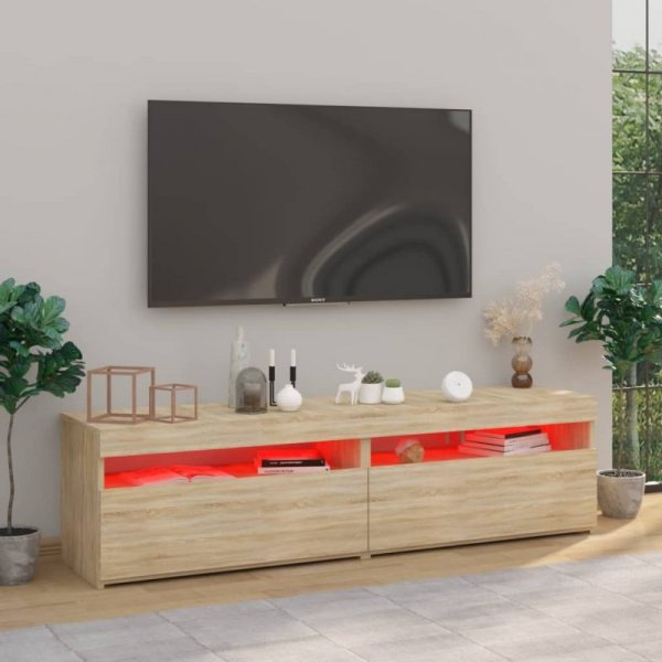 Szafki pod TV z LED, 2 szt., dąb sonoma, 75x35x40 cm