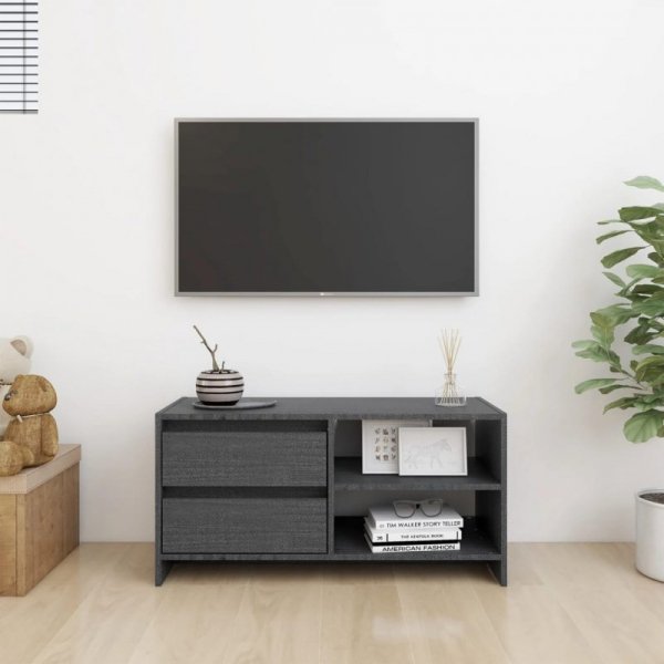 Szafka pod telewizor, szara, 80x31x39 cm, lite drewno sosnowe