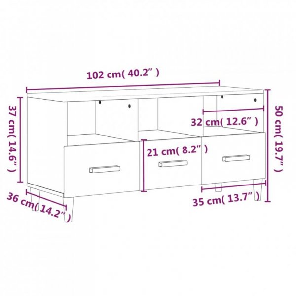 Szafka pod TV, biała, 102x36x50 cm, materiał drewnopochodny