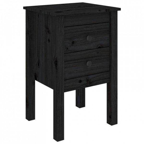 Szafki nocne, 2 szt., czarny, 40x35x61,5cm, lite drewno sosnowe