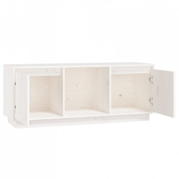 Szafka pod telewizor, biała 110,5x35x44 cm, lite drewno sosnowe