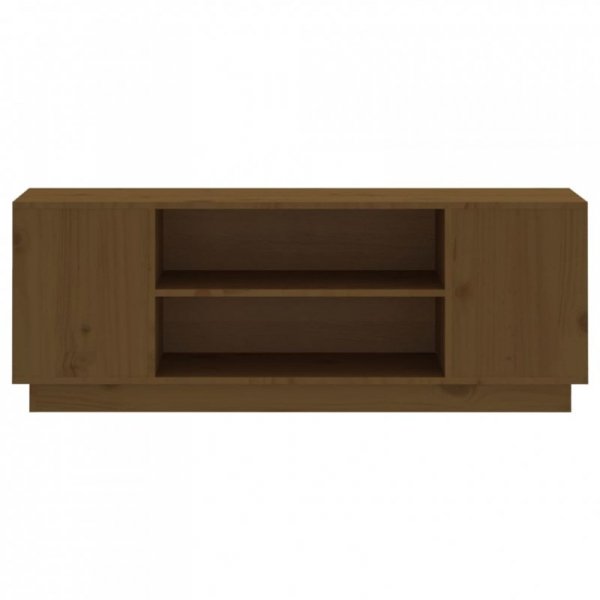 Szafka pod TV, miodowy brąz, 110x35x40,5cm, lite drewno sosnowe