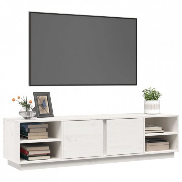 Szafka pod telewizor, biała, 156x40x40 cm, lite drewno sosnowe