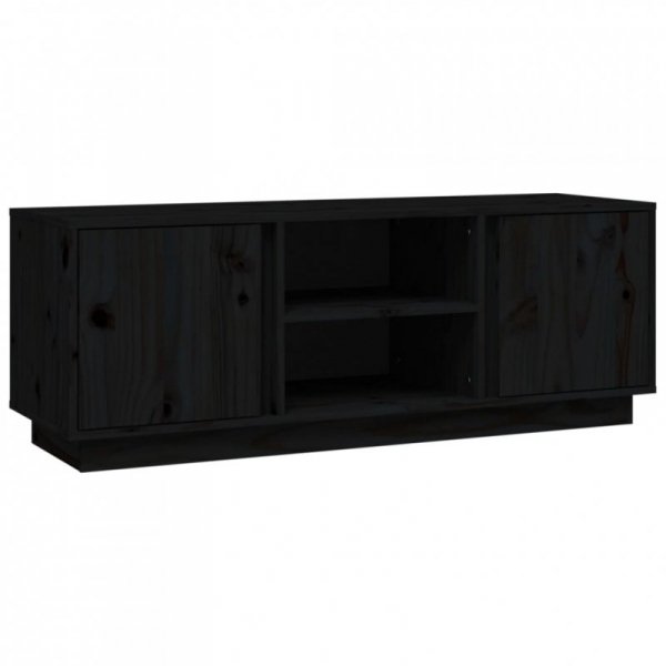 Szafka pod TV, czarna, 110x35x40,5 cm, lite drewno sosnowe