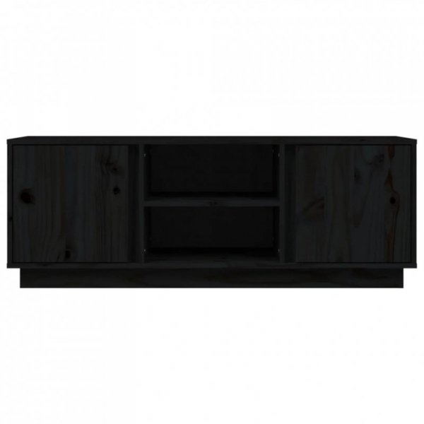 Szafka pod TV, czarna, 110x35x40,5 cm, lite drewno sosnowe