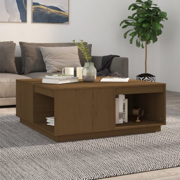 Stolik kawowy, miodowy brąz 100x10x40 cm lite drewno sosnowe