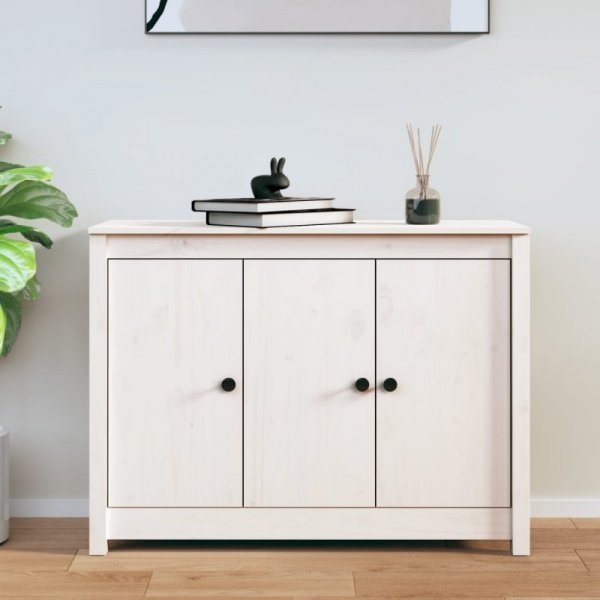 Szafka, biała, 100x35x74 cm, lite drewno sosnowe