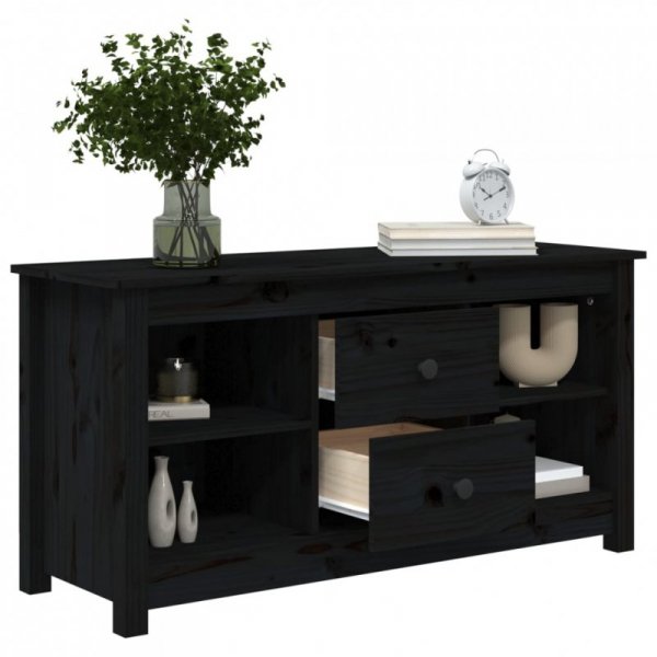 Szafka pod telewizor, czarna, 103x36,5x52 cm, drewno sosnowe