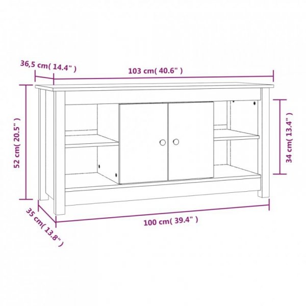 Szafka pod telewizor, szara, 103x36,5x52 cm, drewno sosnowe