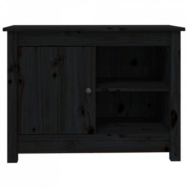 Szafka pod TV, czarna, 70x36,5x52 cm, lite drewno sosnowe