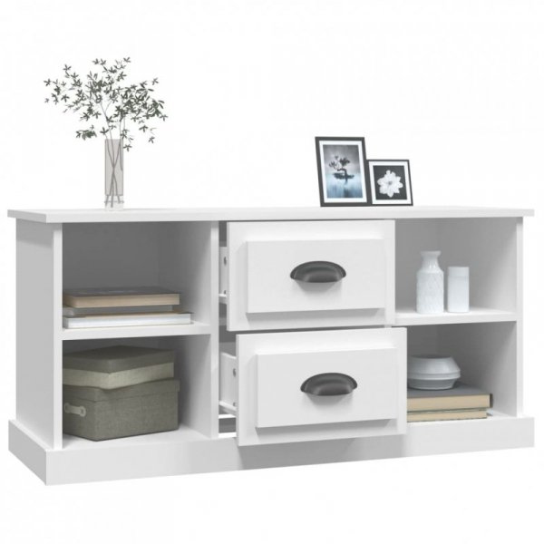 Szafka pod TV, biała, 99,5x35,5x48 cm, materiał drewnopochodny