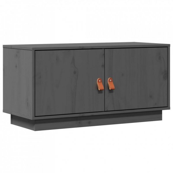 Szafka pod TV, szara, 80x34x40 cm, lite drewno sosnowe