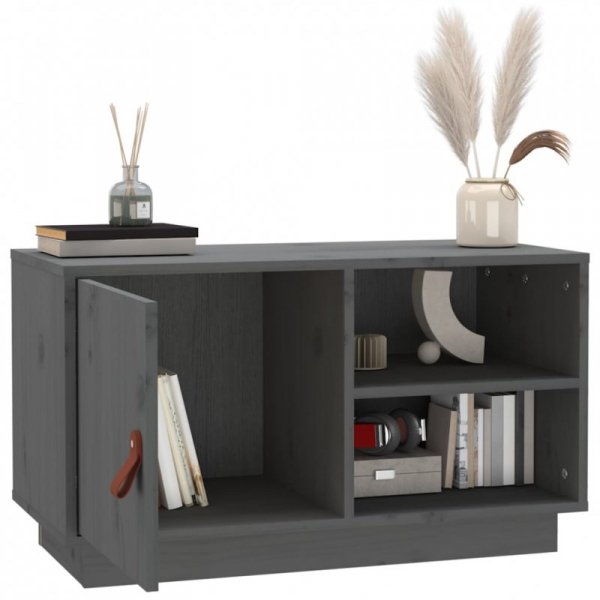 Szafka pod TV, szara, 70x34x40 cm, lite drewno sosnowe