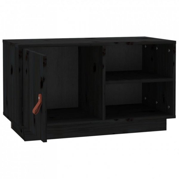Szafka pod TV, czarna, 70x34x40 cm, lite drewno sosnowe