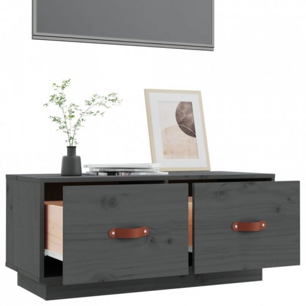 Szafka pod TV, szara, 80x34x35 cm, lite drewno sosnowe