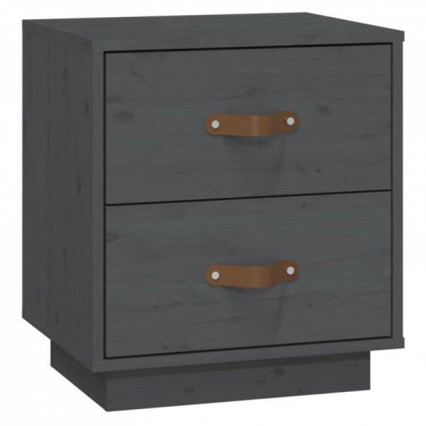   Szafki nocne, 2 szt., szare, 40x34x45 cm, lite drewno sosnowe