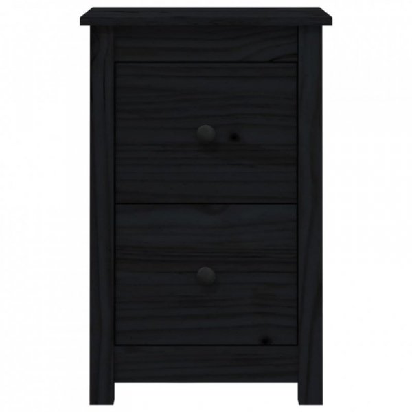 Szafki nocne, 2 szt., czarny, 40x35x61,5cm, lite drewno sosnowe