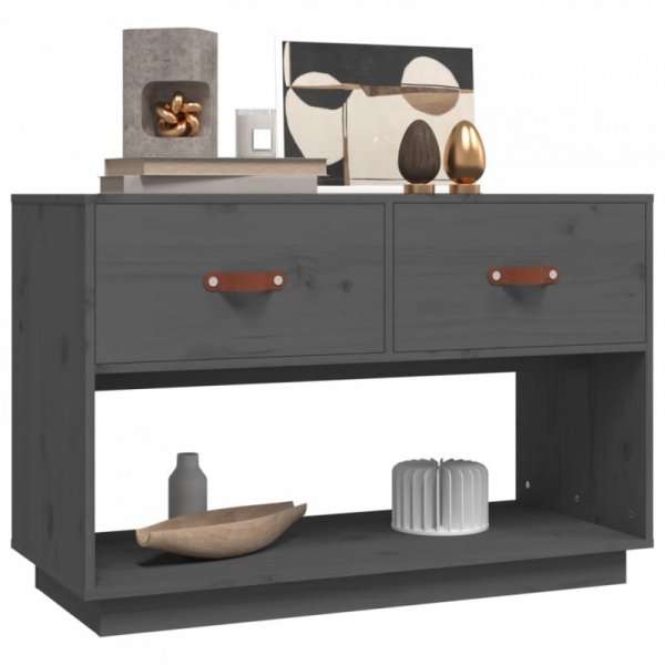 Szafka pod telewizor, szara, 90x40x60 cm, lite drewno sosnowe