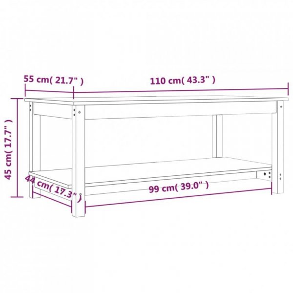 Stolik kawowy, czarny, 110x55x45 cm, lite drewno sosnowe