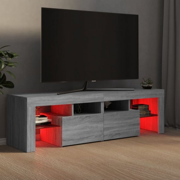 Szafka TV z oświetleniem LED, szary dąb sonoma, 140x36,5x40 cm