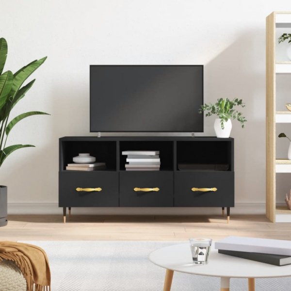 Szafka pod TV, czarna, 102x36x50 cm, materiał drewnopochodny