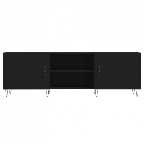 Szafka pod TV, czarna, 150x30x50 cm, materiał drewnopochodny