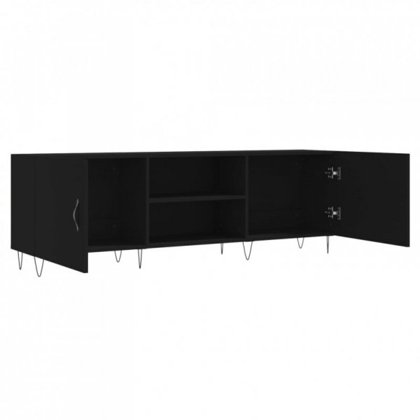 Szafka pod TV, czarna, 150x30x50 cm, materiał drewnopochodny