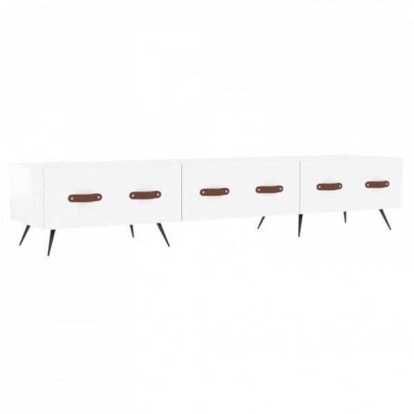 Szafka pod TV, wysoki połysk, biała, 150x36x30 cm