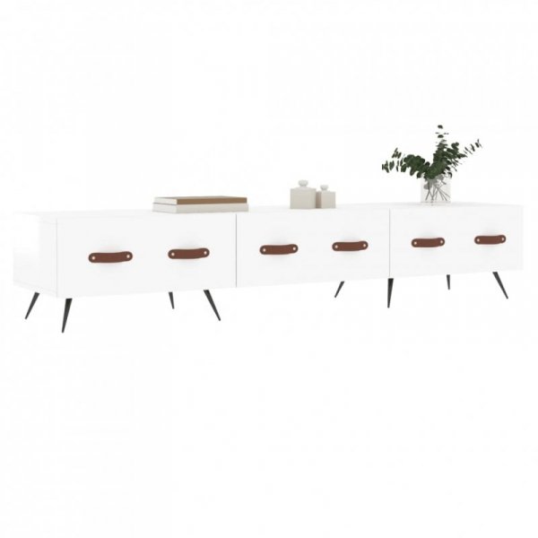 Szafka pod TV, wysoki połysk, biała, 150x36x30 cm